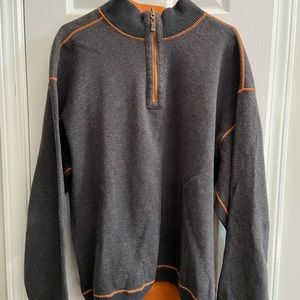 Men's Gray Sweater with Orange Accents